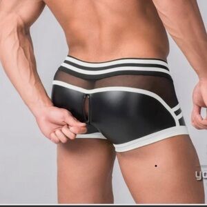 Youngero Maskulo Neon White Zippered Rear Trunks. TR112-80-L